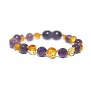 pulsera bebé barroco limon, amatista 14 cms.