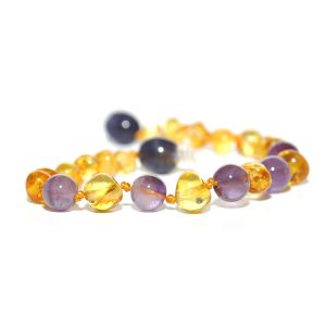 pulsera niño barroco limon, amatista 16 cms.