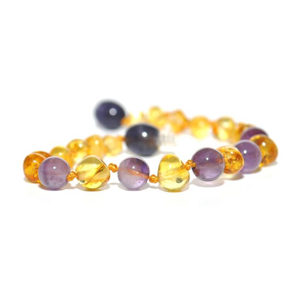 pulsera niño barroco limon, amatista 16 cms.