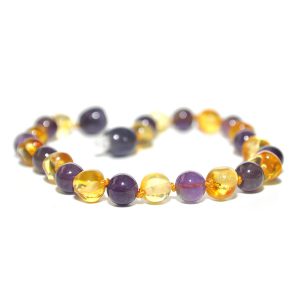 pulsera adulto barroco limon, amatista 19 cms.