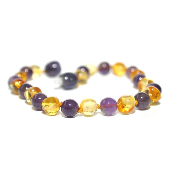 pulsera adulto barroco limon, amatista 19 cms.