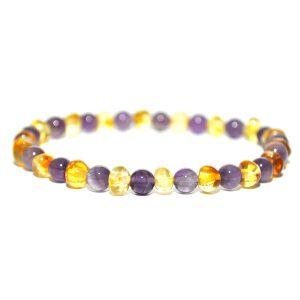 pulsera adulto barroco limon, amatista 21 cms.