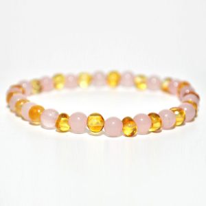 pulsera adulto barroco limon, cuarzo rosado 21 cms.