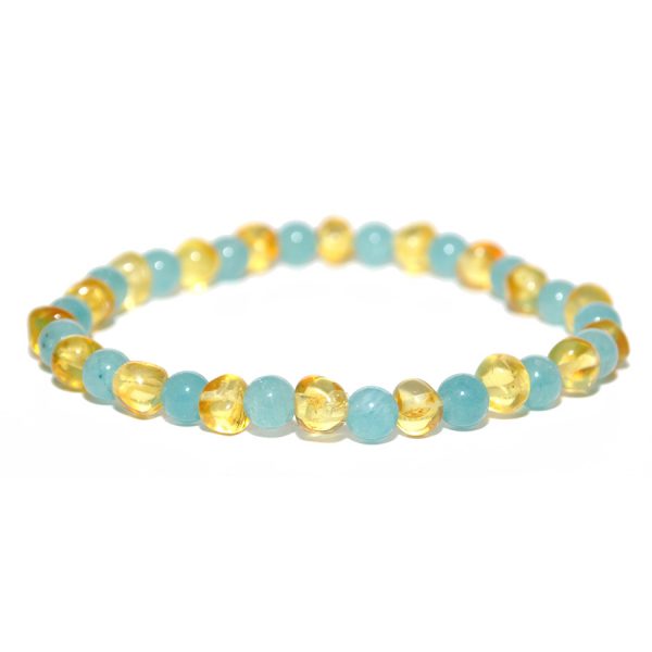 pulsera adulto barroco limon, aguamarina 21 cms.