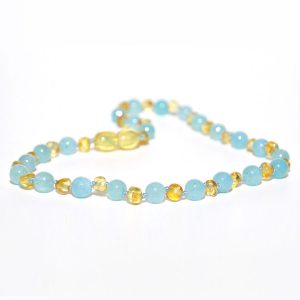 collar bebé barroco limon, aguamarina 32 cms.