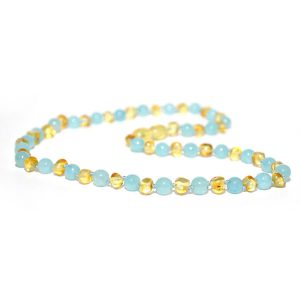 collar adulto barroco limon, aguamarina 45 cms.